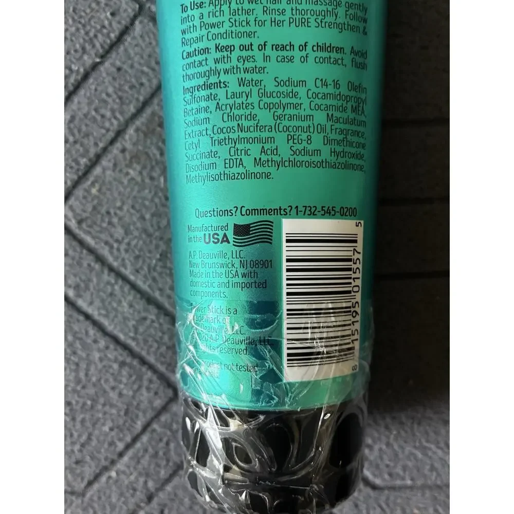 Power Stick Pure Strengthen & Repair Shampoo, Coconut & Geranium Oil 6.5 Fl Oz